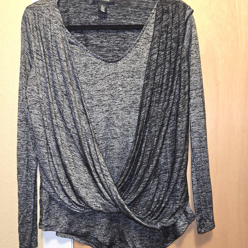 White House Black Market Charcoal Draped top
